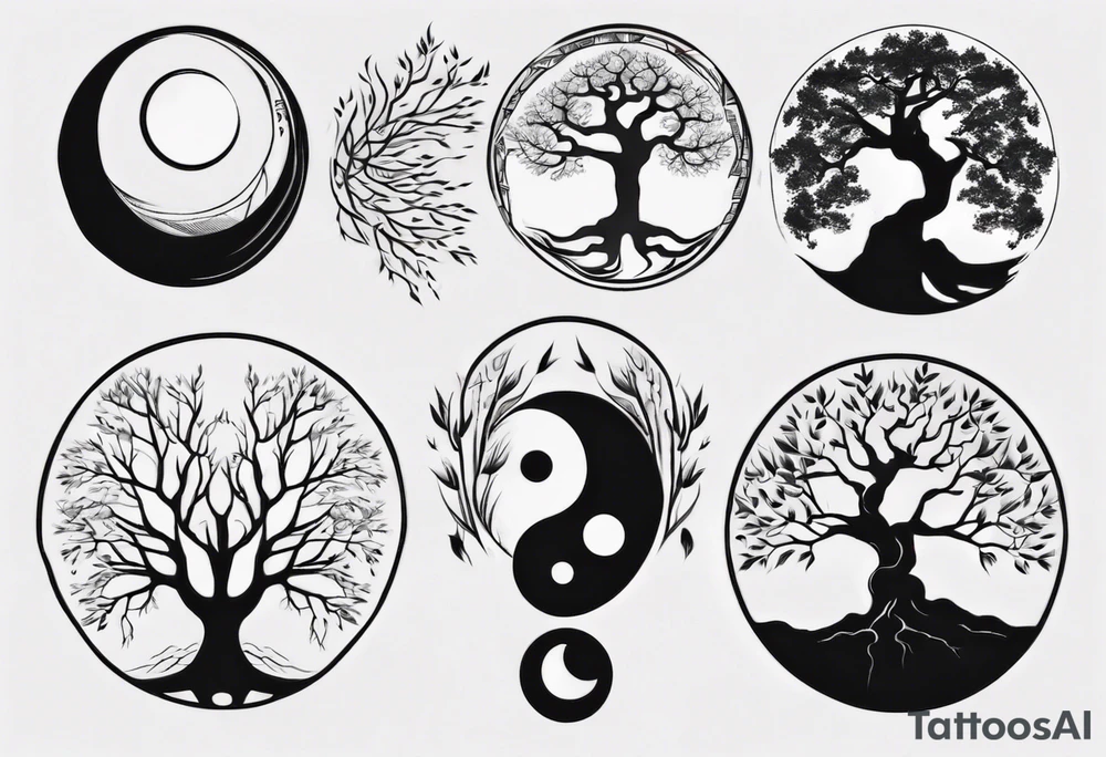 tree yin yang tattoo idea
