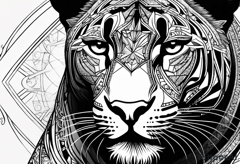 cosmic spiritual archway panther face constellation tattoo idea