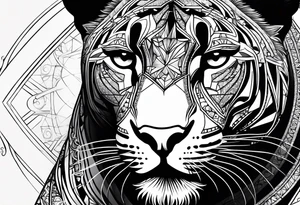 cosmic spiritual archway panther face constellation tattoo idea