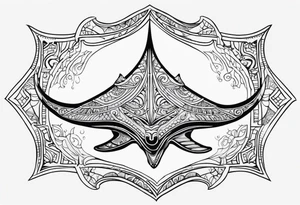 Tattoo sketch of manta ray from a sacred ornament with a small number of details, Polynesian tattoo design , without thick lines and dark spots, while maintaining the shape of Manta Ray tattoo idea