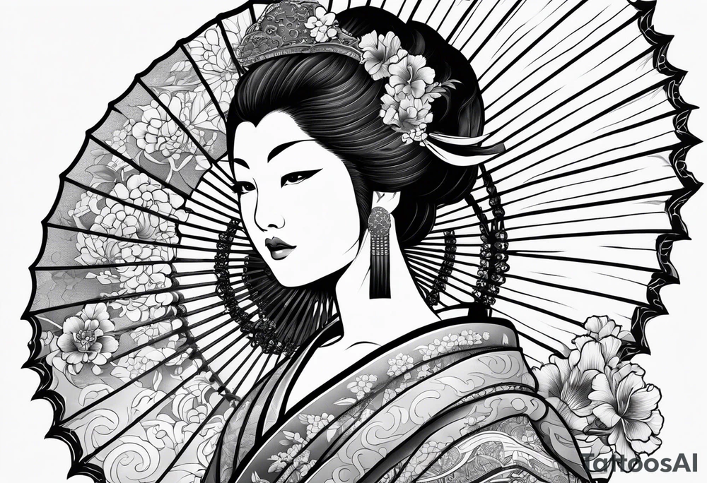 Black Japanese fan tattoo idea