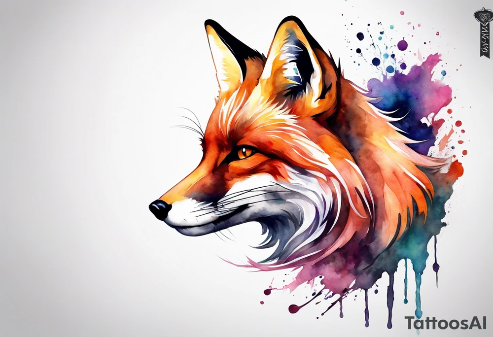 Watercolor fox tattoo idea