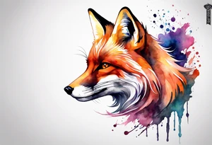 Watercolor fox tattoo idea