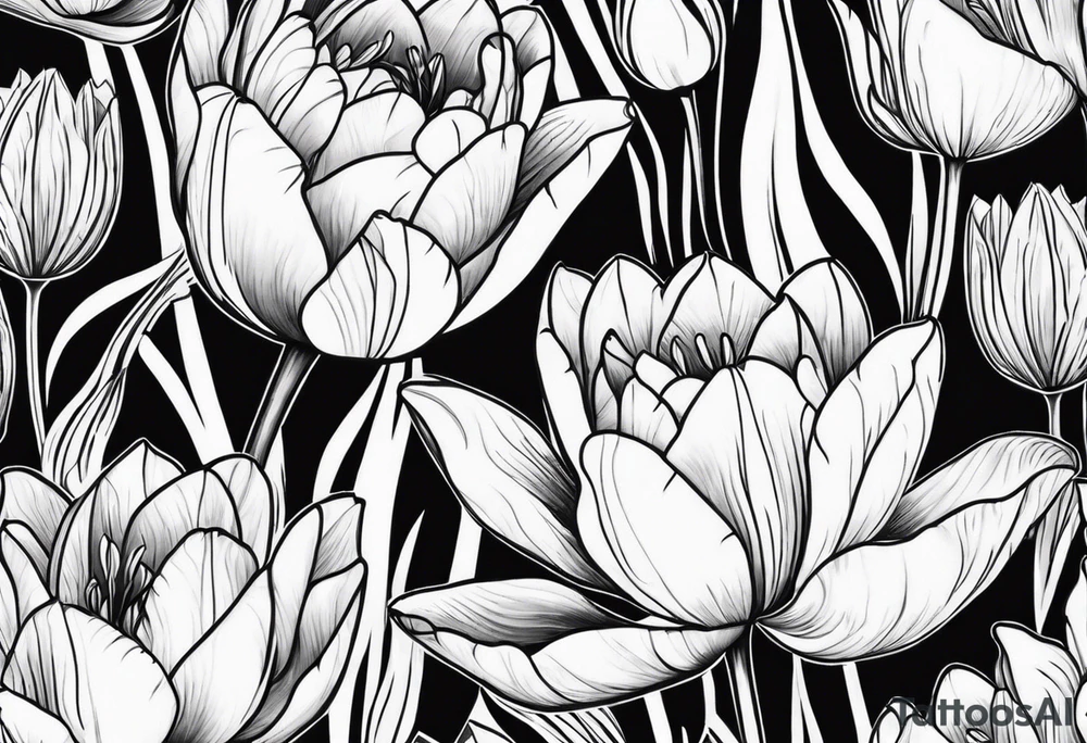 Tulips and water lilies tattoo idea