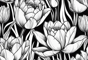 Tulips and water lilies tattoo idea