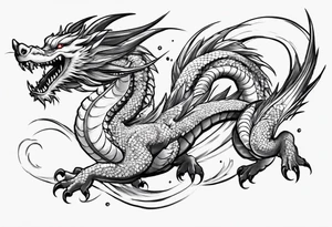 Haku from Spirited Away in dragon form flying wrapping around the wrist and forearm tattoo idea