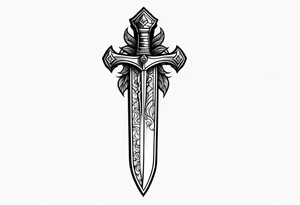 Dagger with a woman on the blade tattoo idea