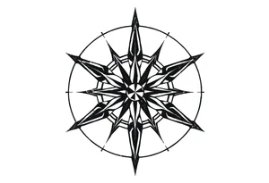 Simple Double layered compass rose tattoo idea