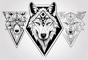 wolf head with triangle in the background tattoo idea