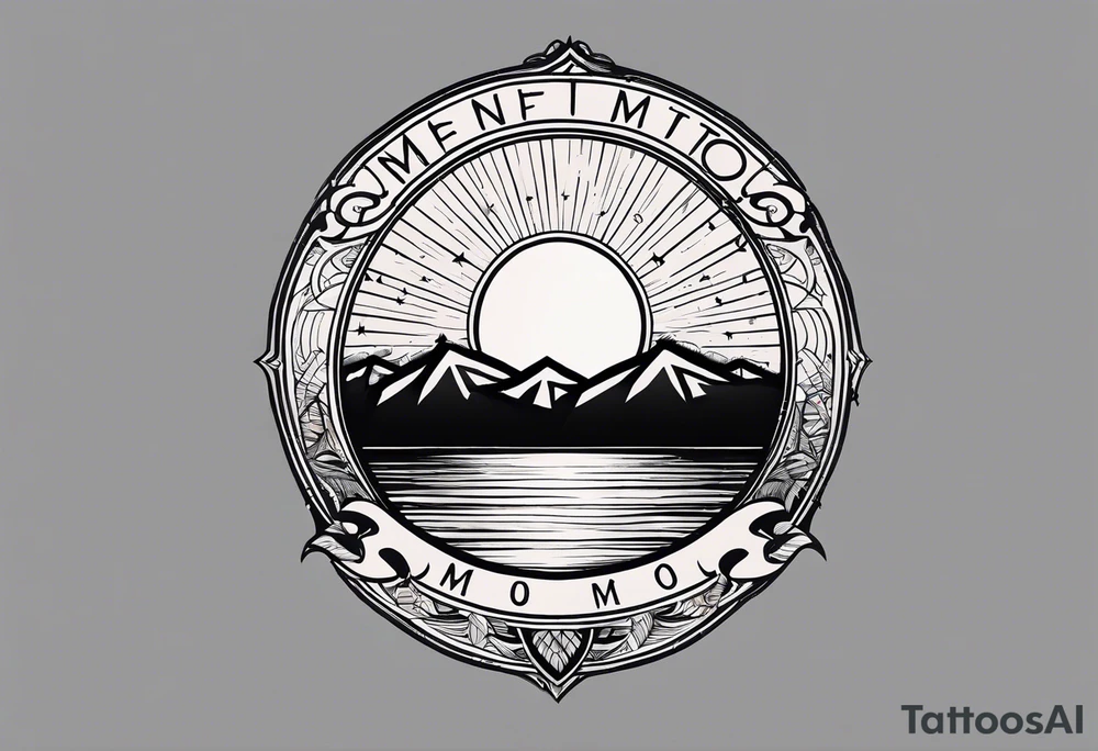 Simple tattoo of a sunset with the inscription Memento mori tattoo idea