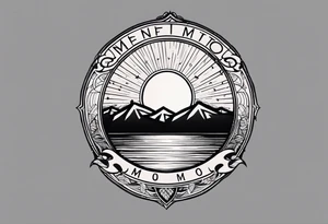 Simple tattoo of a sunset with the inscription Memento mori tattoo idea