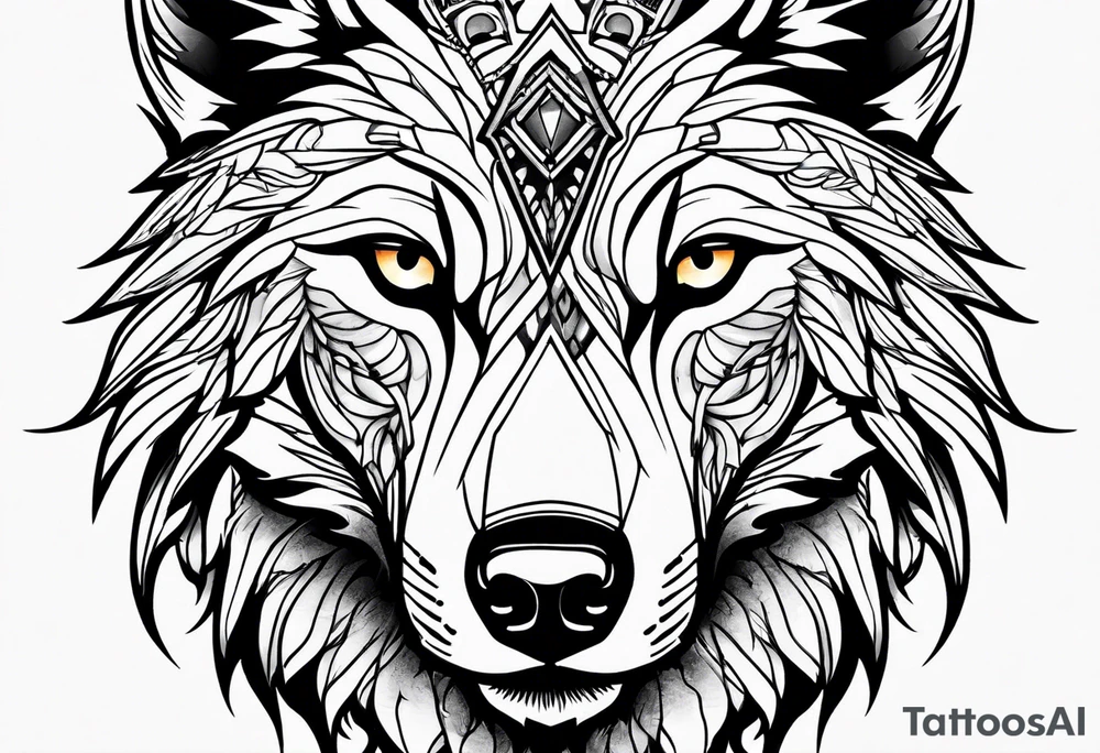 Wolf face tattoo idea