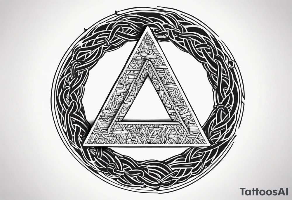 triangle inside a circle made from chain and rope elements. tattoo idea triangle inside a circle made from chain and rope elements. tattoo idea