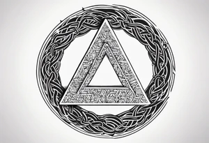 triangle inside a circle made from chain and rope elements. tattoo idea