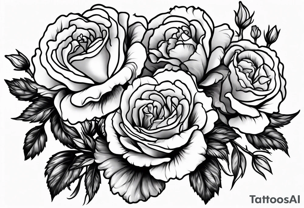 Carnation,rose bouquet tattoo idea