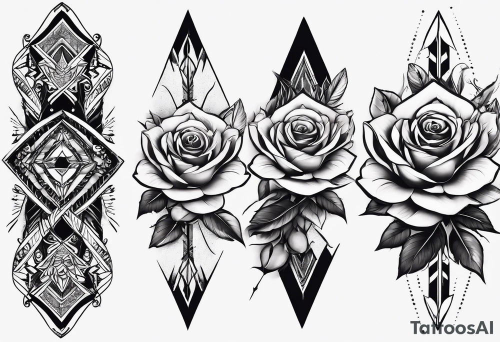 five Indian arrows going through a single rose on a forearm tattoo idea five Indian arrows going through a single rose on a forearm tattoo idea