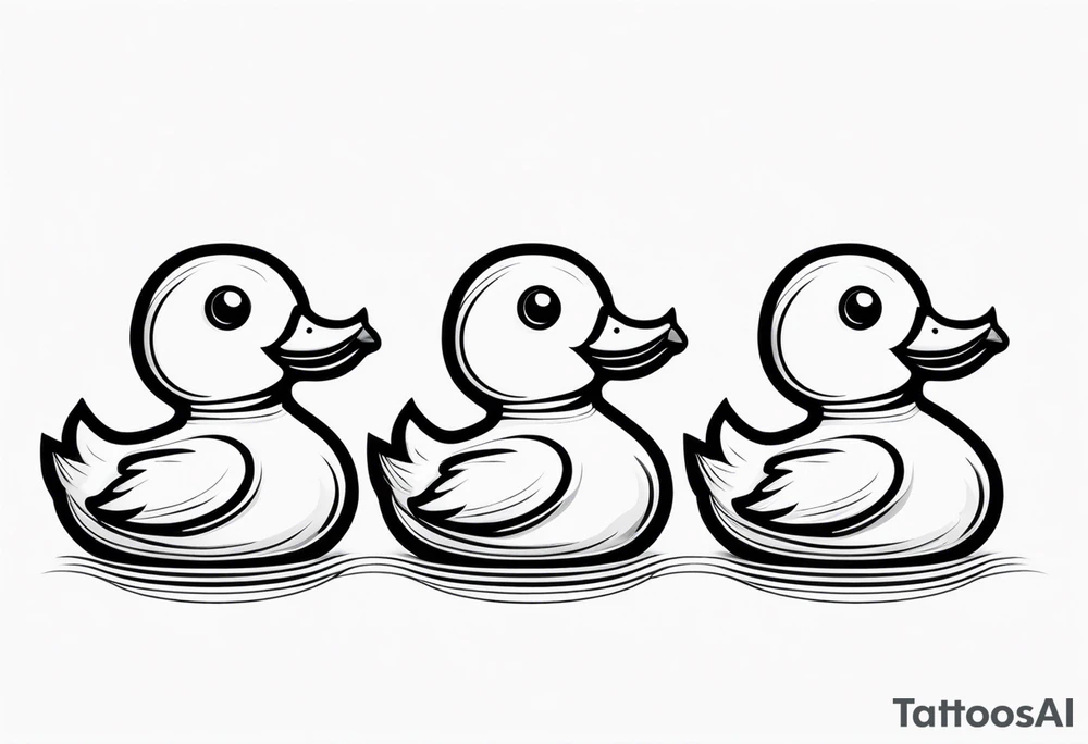 3 rubber ducks in a row side profile 

they are facing to the right tattoo idea