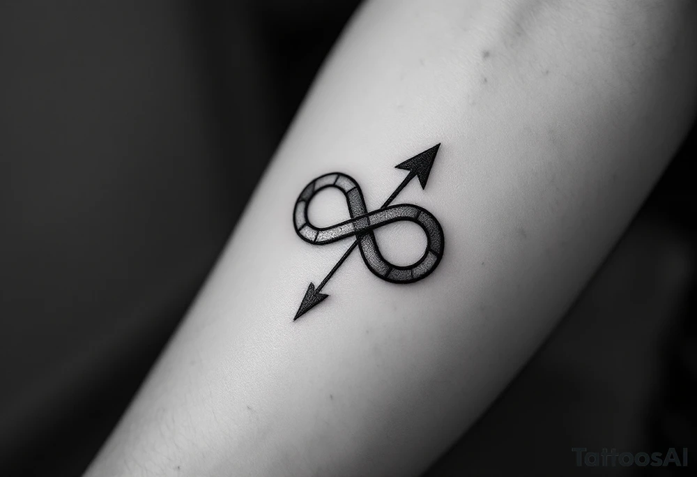 An arrow looping into an infinity symbol tattoo idea