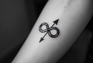 An arrow looping into an infinity symbol tattoo idea