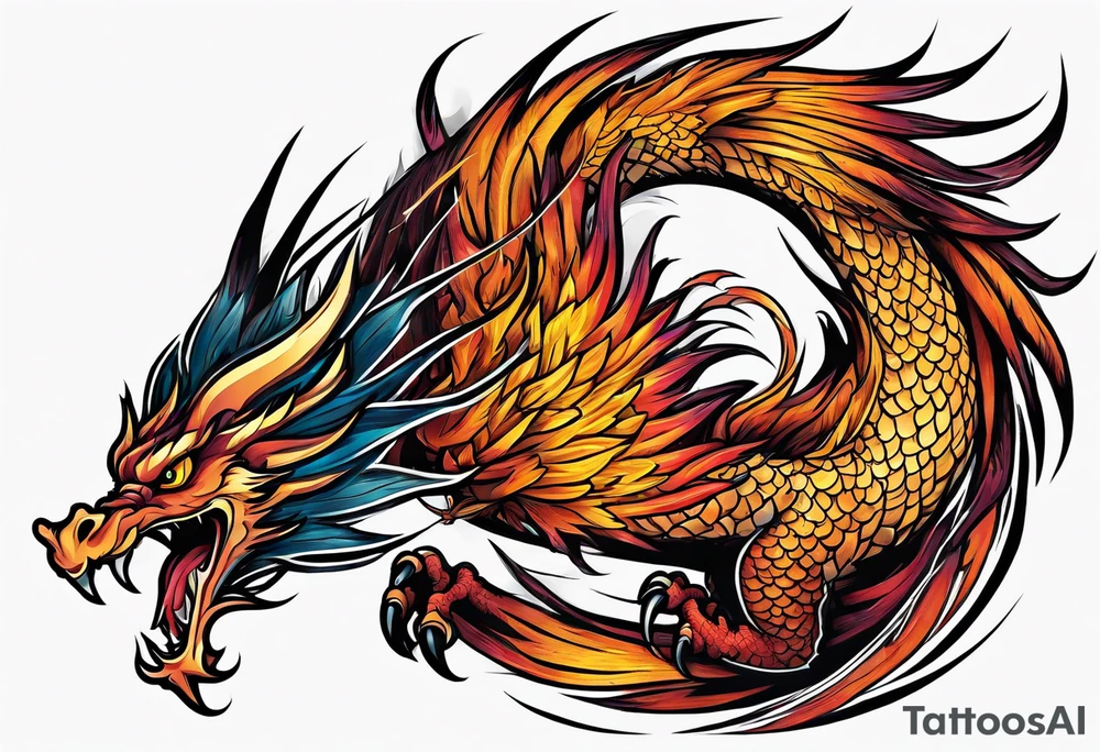 phoenix fighting dragon tattoo idea