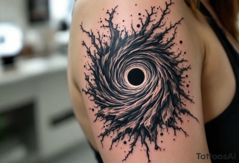 Human Civilisation is being sucked into a Black hole vortex tattoo idea