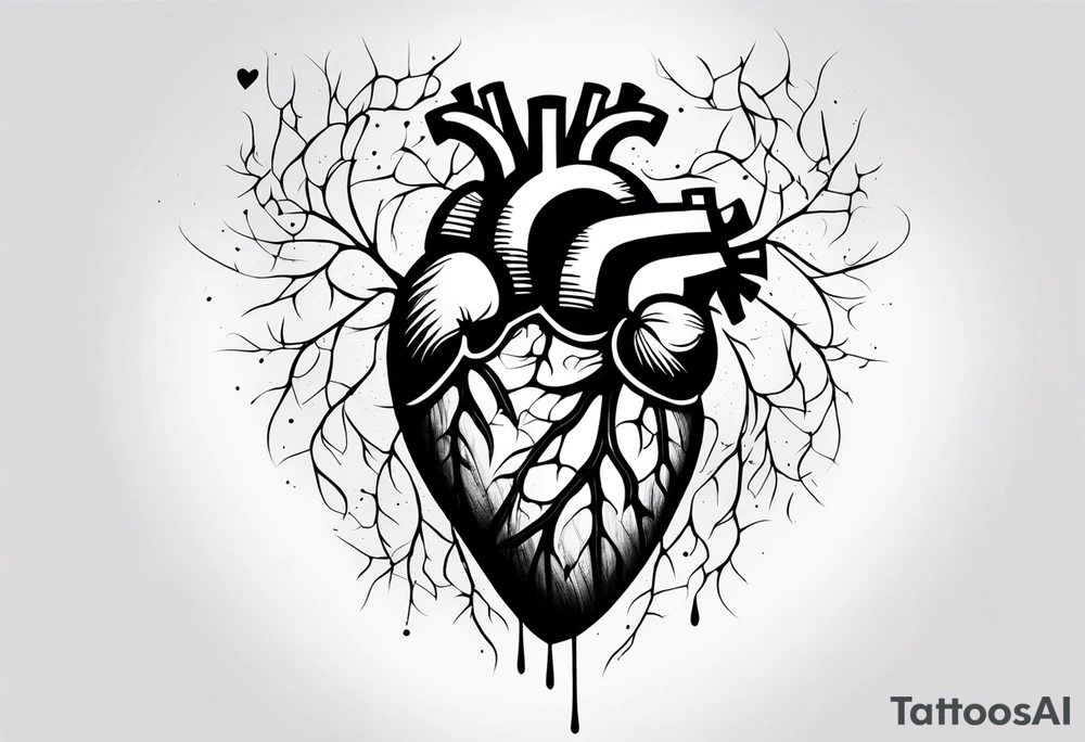 A heart bleeding ink through cracks tattoo idea