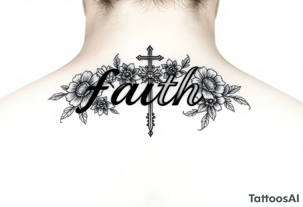 Small feminine Tattoo with the word faith
Include flowers a cross and soemthing for boy girl twins tattoo idea