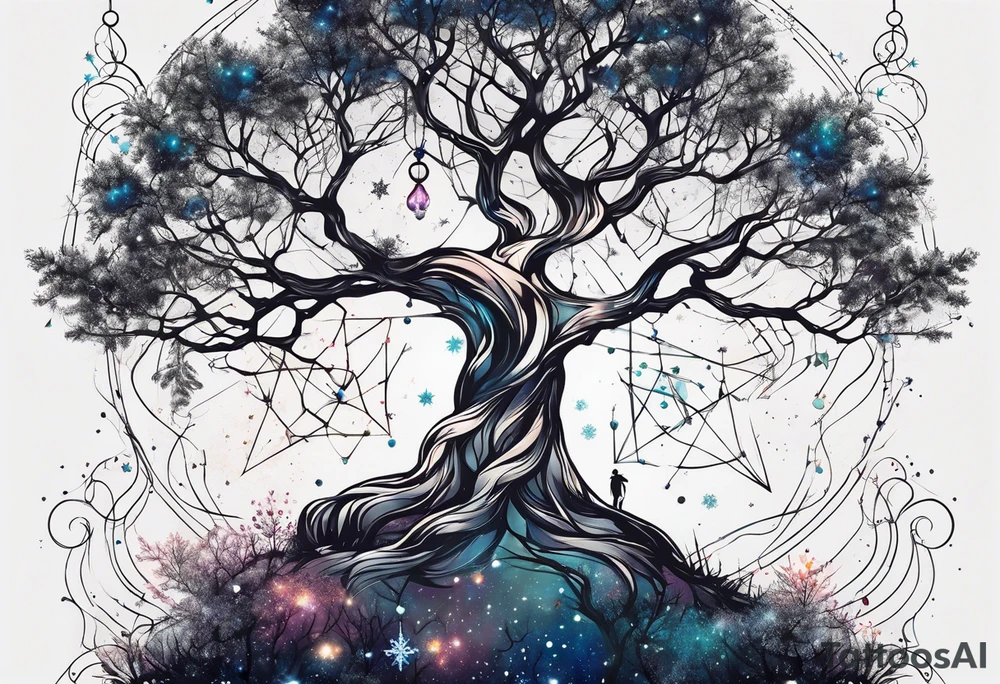 Constellation, tree , snowflake tattoo idea