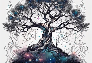 Constellation, tree , snowflake tattoo idea