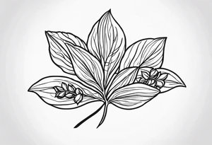Create a tattoo sketch depicting one Georgian khinkali with one cilantro on the side tattoo idea