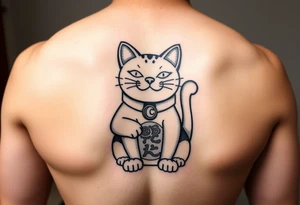 Maneki Neko that symbolises love, courage, free spirit and prosperity tattoo idea