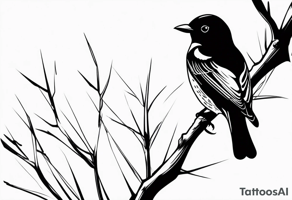 A bird perched on a tree branch. tattoo idea