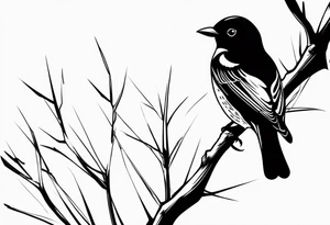 A bird perched on a tree branch. tattoo idea
