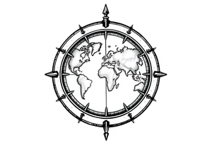 compass with world map tattoo idea