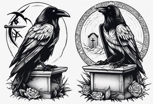Raven on the grave with the katana tattoo idea