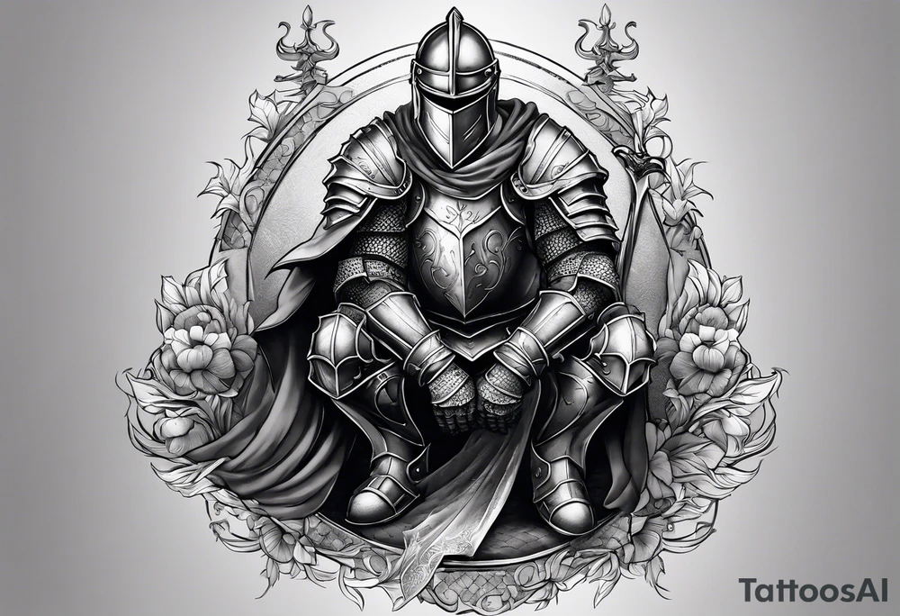 knight kneeling tattoo idea