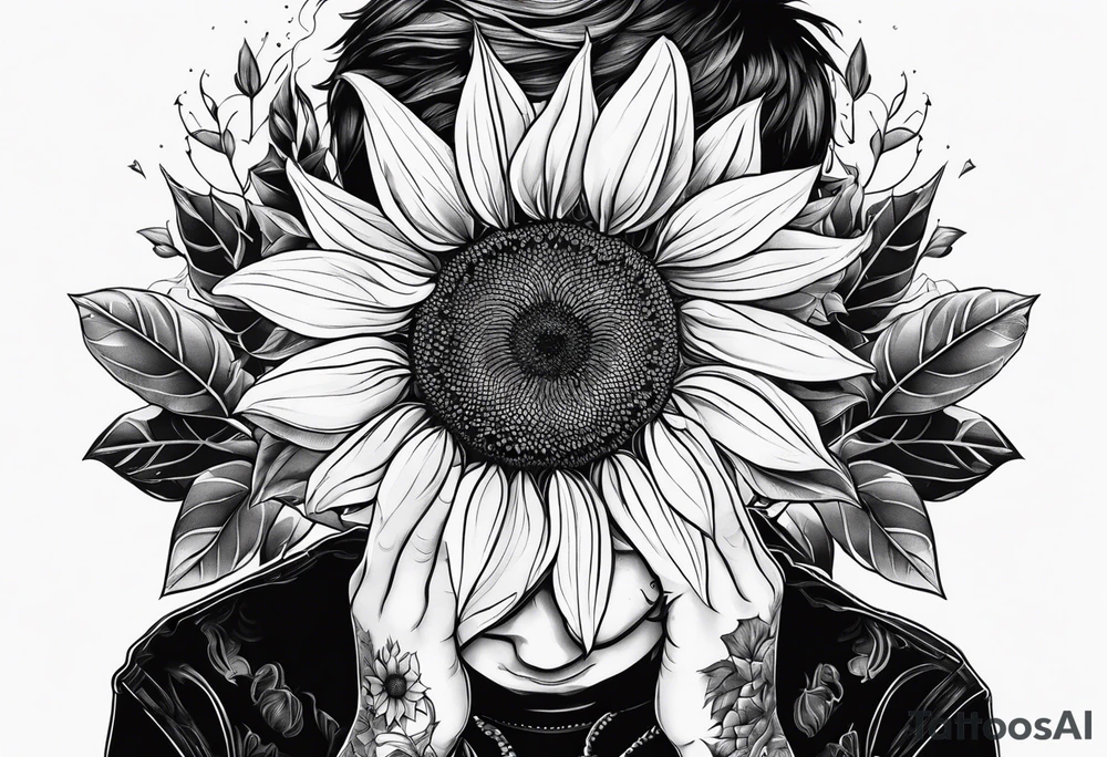 sad boy with sunflower tattoo idea