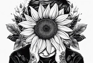 sad boy with sunflower tattoo idea