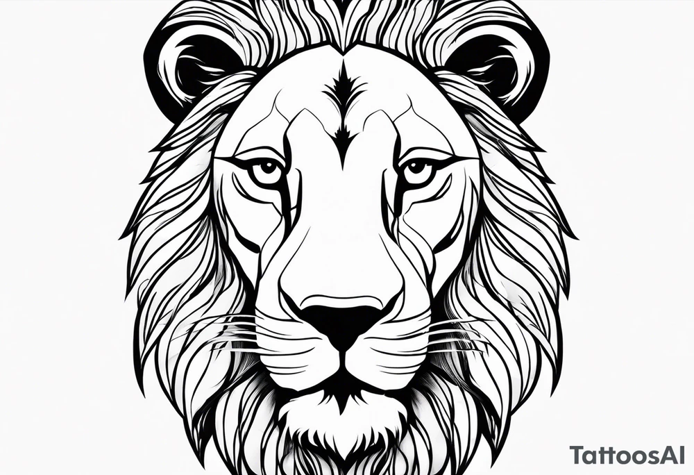 Moitié du visage lion avec son bebe lionne tattoo idea