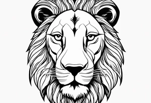 Moitié du visage lion avec son bebe lionne tattoo idea
