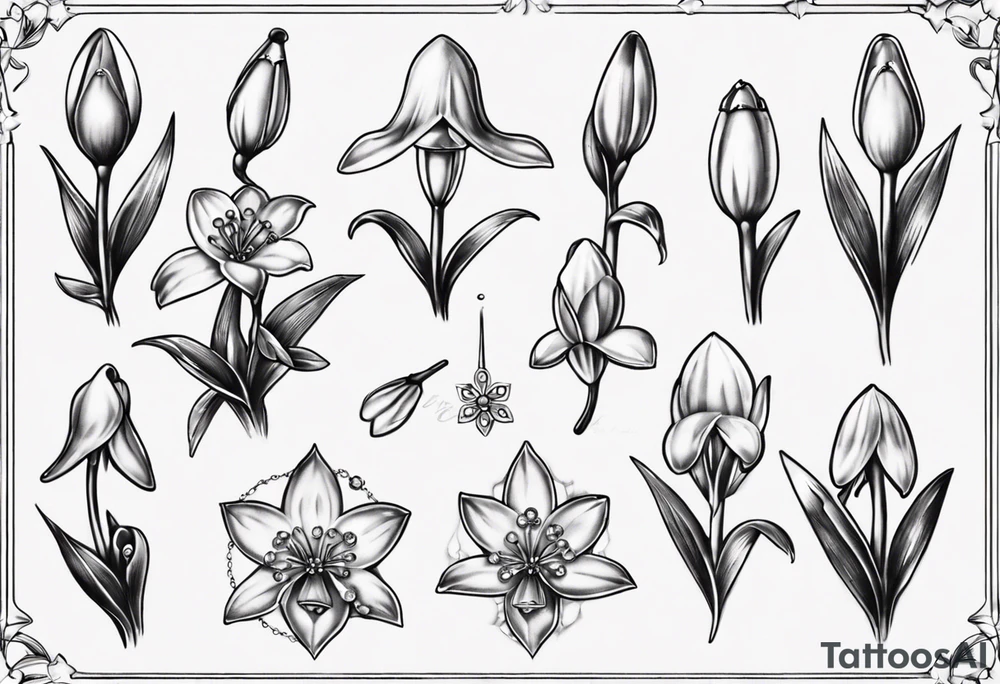 Snowdrop with jewels tattoo idea
