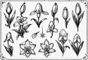 Snowdrop with jewels tattoo idea