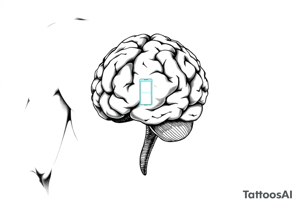 A realistic human brain with a light switch. tattoo idea