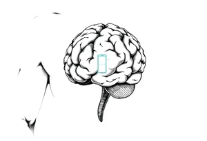A realistic human brain with a light switch. tattoo idea