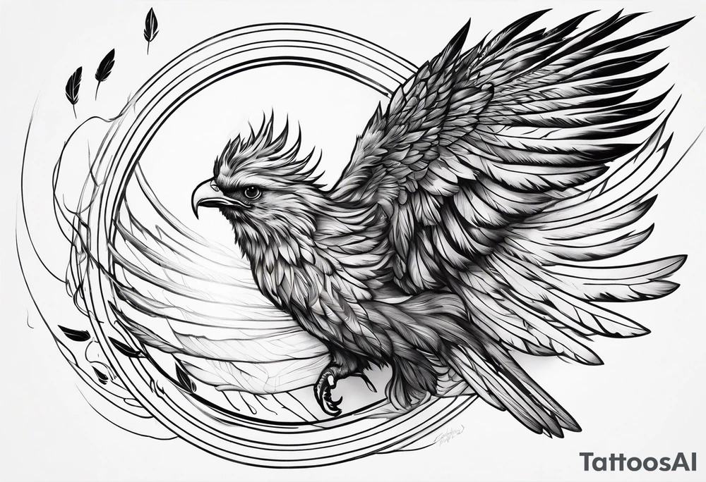 Icarus falling from the sun, with feathers floating down tattoo idea