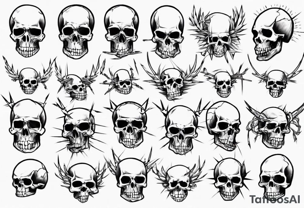Barbed wired around skull tattoo idea