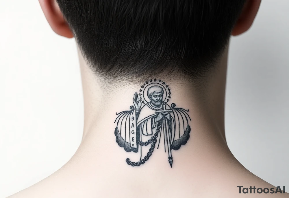 russian christian orthodox saint holding the russian orthodox thurible chains tattoo idea