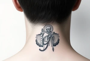 russian christian orthodox saint holding the russian orthodox thurible chains tattoo idea