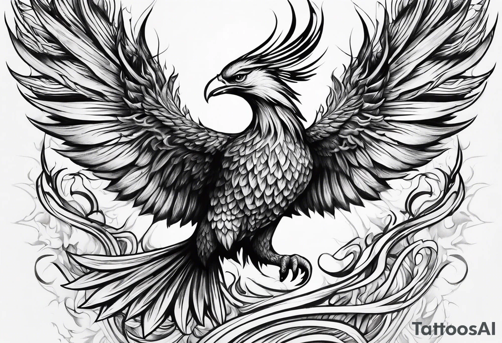 Phoenix rising from flames tattoo idea