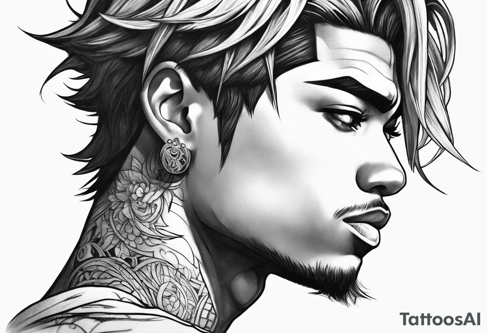 A male black anime character tattoo idea